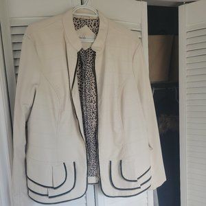 Cream peplum leather jacket